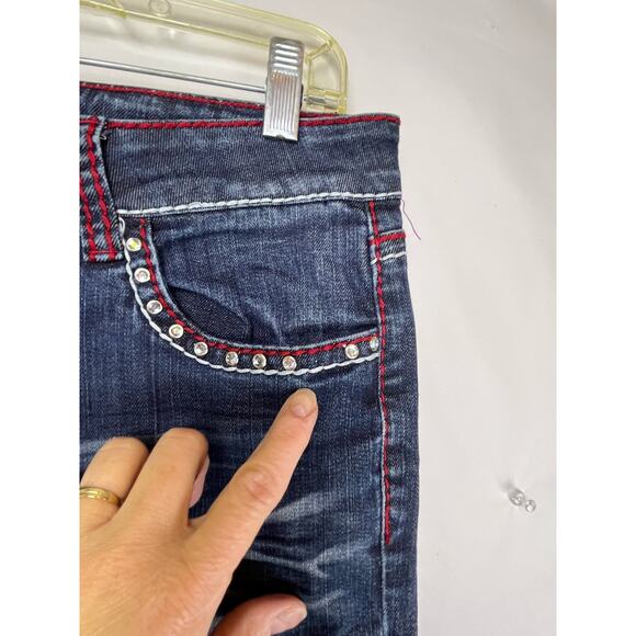 Ranch Royalty Women's 13 Blue Embroidered Rhinestone Embellished Denim Jeans - Picture 5 of 12